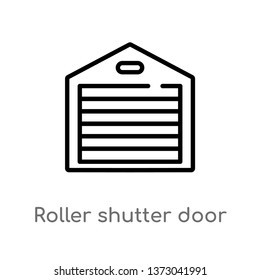 outline roller shutter door vector icon. isolated black simple line element illustration from buildings concept. editable vector stroke roller shutter door icon on white background