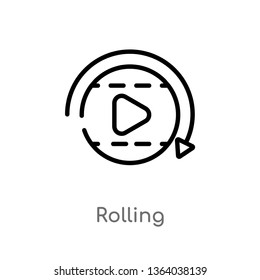 outline rolling vector icon. isolated black simple line element illustration from multimedia concept. editable vector stroke rolling icon on white background