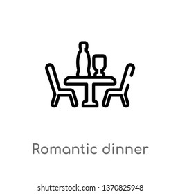 outline romantic dinner vector icon. isolated black simple line element illustration from love & wedding concept. editable vector stroke romantic dinner icon on white background