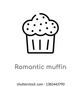 outline romantic muffin vector icon. isolated black simple line element illustration from food concept. editable vector stroke romantic muffin icon on white background