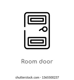 outline room door vector icon. isolated black simple line element illustration from miscellaneous concept. editable vector stroke room door icon on white background