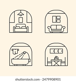 OUTLINE ROOM FURNITURE ICON SET