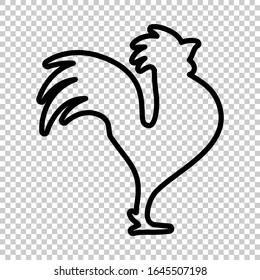 outline rooster icon vector on transparent background