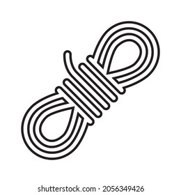 The Outline Rope Icon. A Black Linear Bundle Of Rope Or Twine. Vector Illustration Isolated On A White Background For Design And Web.