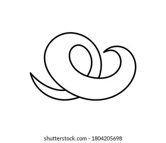 Outline rope icon isolated on white. Doodle swirl or wave element for decor. Hand drawing art line. Sketch vector stock illustration. EPS 10