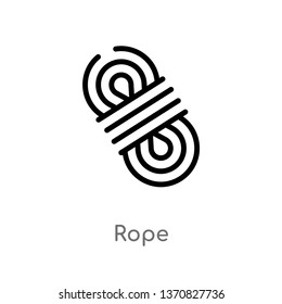 outline rope vector icon. isolated black simple line element illustration from camping concept. editable vector stroke rope icon on white background