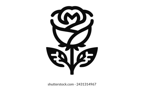 Outline rose icon illustration isolated flower vector sign symbol