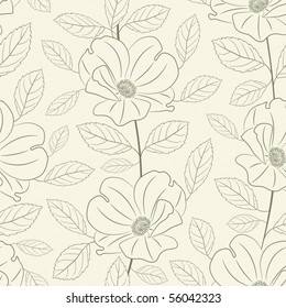 outline roses in floral pattern