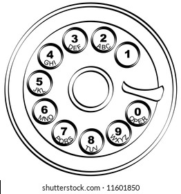 outline of rotary style phone key pad  - vector