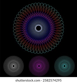 Outline Round rainbow line Pattern In Mehndi Style is great For Coloring Book Pages Antistress For design
