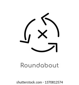 outline roundabout vector icon. isolated black simple line element illustration from arrows 2 concept. editable vector stroke roundabout icon on white background