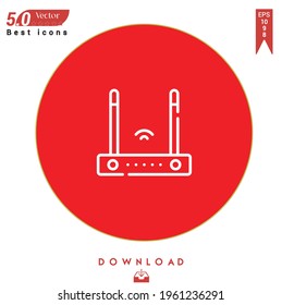 Outline router icon. router icon vector isolated on Red background. Graphic design, contacts-communication icons, mobile application, logo, user interface. EPS 10 format vector