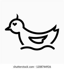 Outline rubber duck pixel perfect vector icon