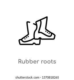 outline rubber roots vector icon. isolated black simple line element illustration from autumn concept. editable vector stroke rubber roots icon on white background