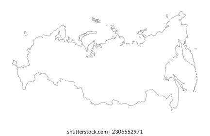 Skizze für Russland auf weißem Hintergrund. Dünne, handgezeichnete Linienkontur, Landesgrenzen. Einziger Vektorelement für Banner-Hintergrund-Design, Geografie, Reise, Russische Event-Illustration.