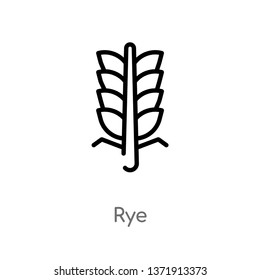 outline rye vector icon. isolated black simple line element illustration from autumn concept. editable vector stroke rye icon on white background