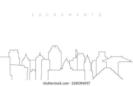 Outline Sacramento skyline. Trendy template with Sacramento city buildings and landmarks in line style. Stock vector design. 