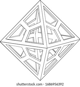 Outline sacred geometry shape in minimal style. Vector illustration of volume pyramid