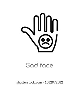 outline sad face vector icon. isolated black simple line element illustration from gestures concept. editable vector stroke sad face icon on white background