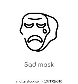 outline sad mask vector icon. isolated black simple line element illustration from cinema concept. editable vector stroke sad mask icon on white background
