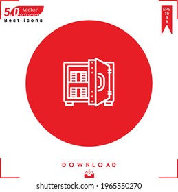 Outline safe box icon. safe box icon vector isolated on Red background. Graphic design, business-collection icons, mobile application, logo, user interface. EPS 10 format vector