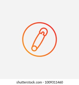 Outline safety pin icon. gradient illustration isolated vector sign symbol