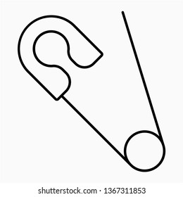 Outline safety pin vector icon