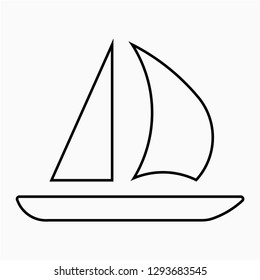 Outline sail boat vector icon
