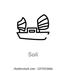 outline sail vector icon. isolated black simple line element illustration from asian concept. editable vector stroke sail icon on white background