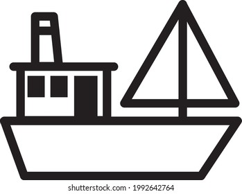 outline sailing boat vector icon. isolated black simple line element illustration from transport concept. editable vector stroke sailing boat icon on white background