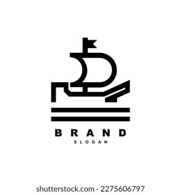 Outline sailing ship logo design vector