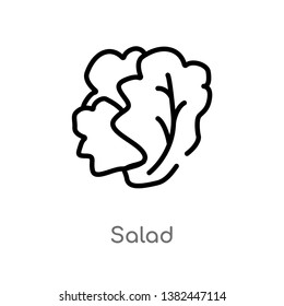 outline salad vector icon. isolated black simple line element illustration from fruits concept. editable vector stroke salad icon on white background