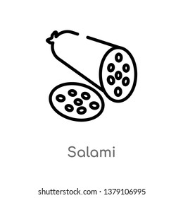 outline salami vector icon. isolated black simple line element illustration from gastronomy concept. editable vector stroke salami icon on white background