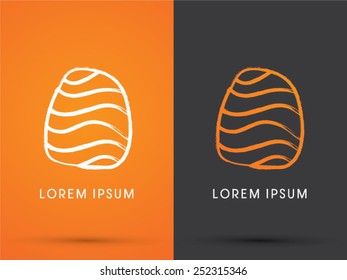 Outline Salmon Sushi, design using freestyle grunge brush, Japanese restaurant, logo, symbol, icon, graphic, vector.