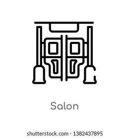 outline salon vector icon. isolated black simple line element illustration from wild west concept. editable vector stroke salon icon on white background
