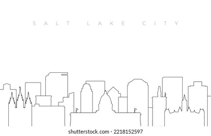 Skyline von Salt Lake City. Trendy Template mit Salt Lake City Gebäuden und Wahrzeichen in Linie Stil. Stock-Vektordesign. 