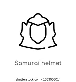 outline samurai helmet vector icon. isolated black simple line element illustration from fashion concept. editable vector stroke samurai helmet icon on white background