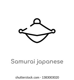 outline samurai japanese hat vector icon. isolated black simple line element illustration from fashion concept. editable vector stroke samurai japanese hat icon on white background