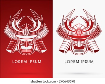 Outline, Samurai mask, Head, Face , logo, symbol, icon, graphic, vector.