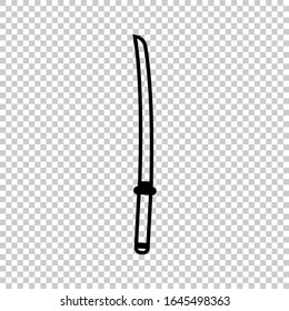 outline samurai sword icon vector on transparent background
