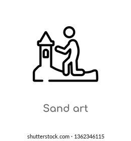 outline sand art vector icon. isolated black simple line element illustration from activity and hobbies concept. editable vector stroke sand art icon on white background