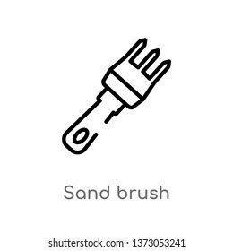 outline sand brush vector icon. isolated black simple line element illustration from construction concept. editable vector stroke sand brush icon on white background