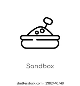 outline sandbox vector icon. isolated black simple line element illustration from entertainment concept. editable vector stroke sandbox icon on white background