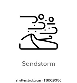 outline sandstorm vector icon. isolated black simple line element illustration from desert concept. editable vector stroke sandstorm icon on white background