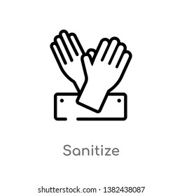outline sanitize vector icon. isolated black simple line element illustration from cleaning concept. editable vector stroke sanitize icon on white background