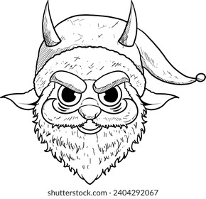 Contorno a Santa Angry Face Vector Set Christmas Edition