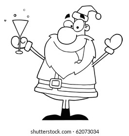 Outline Of Santa Drinking Champagne