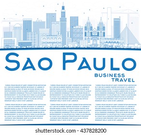 Outline Sao Paulo Skyline with Blue Buildings and Copy Space. Vector Illustration. Business Travel and Tourism Concept with Modern Buildings.