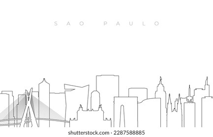 Outline Sao Paulo skyline. Trendy template with Sao Paulo buildings and landmarks in line style. Stock vector design. 