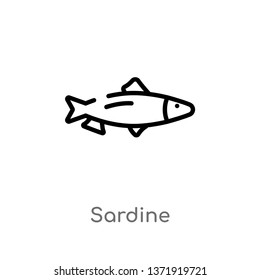 outline sardine vector icon. isolated black simple line element illustration from camping concept. editable vector stroke sardine icon on white background